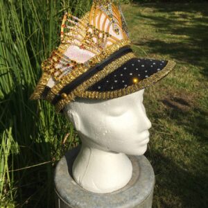 Festival Captain Hat, Art Deco 1920’s Style, monochrome and gold, elegant, diamanté, 3d printing